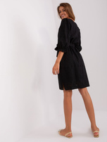 Hurtownia Czarna codzienna sukienka z haftem