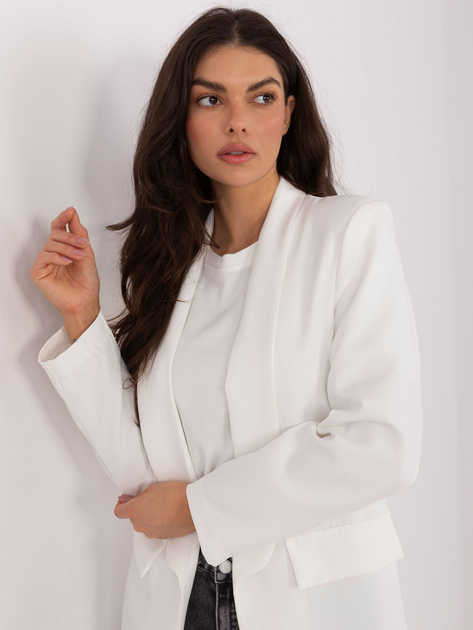 Ecru elegancka marynarka z marszczonym rękawem
