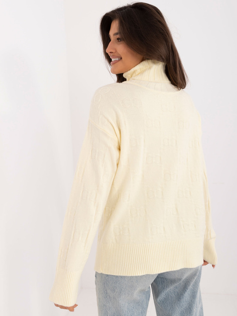 Hurt Jasnożółty damski sweter golf we wzory