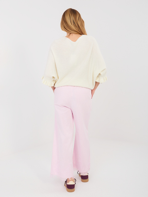 Jasnoróżowe jeansowe spodnie od kompletu RUE PARIS