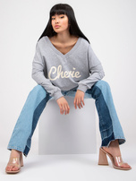 Grey melange print sweatshirt with long sleeve 