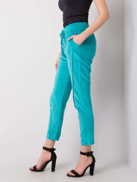 Turkusowe spodnie welurowe Juanita RUE PARIS