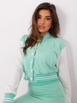 Hurt Miętowy komplet casualowy z bluzą bomberką  