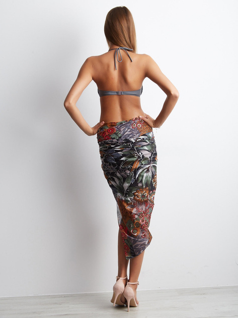 Hurtownia Czarna wzorzysta chusta z bawełny