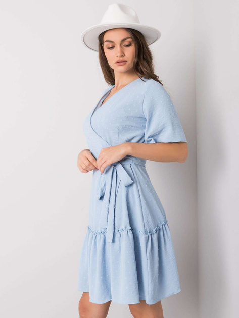 Niebieska sukienka z falbaną Lachelle