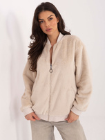 Jasnobeżowa dwustronna kurtka z suwakiem