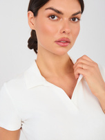 Ecru damska koszulka polo z wiskozy 