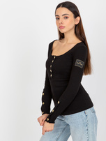 Hurt Czarna prążkowana bluzka z zatrzaskami OCH BELLA