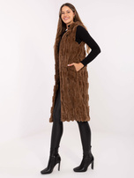 Ciemnobeżowa zimowa kamizelka z suwakiem