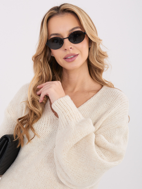 Jasnobeżowa sweterkowa sukienka oversize