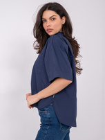 Granatowa koszula oversize z bawełny SUBLEVEL 