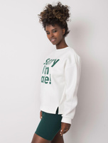 Ecru-zielona dresowa bluza z napisem