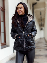 Czarna kurtka dwustronna z kapturem Arta