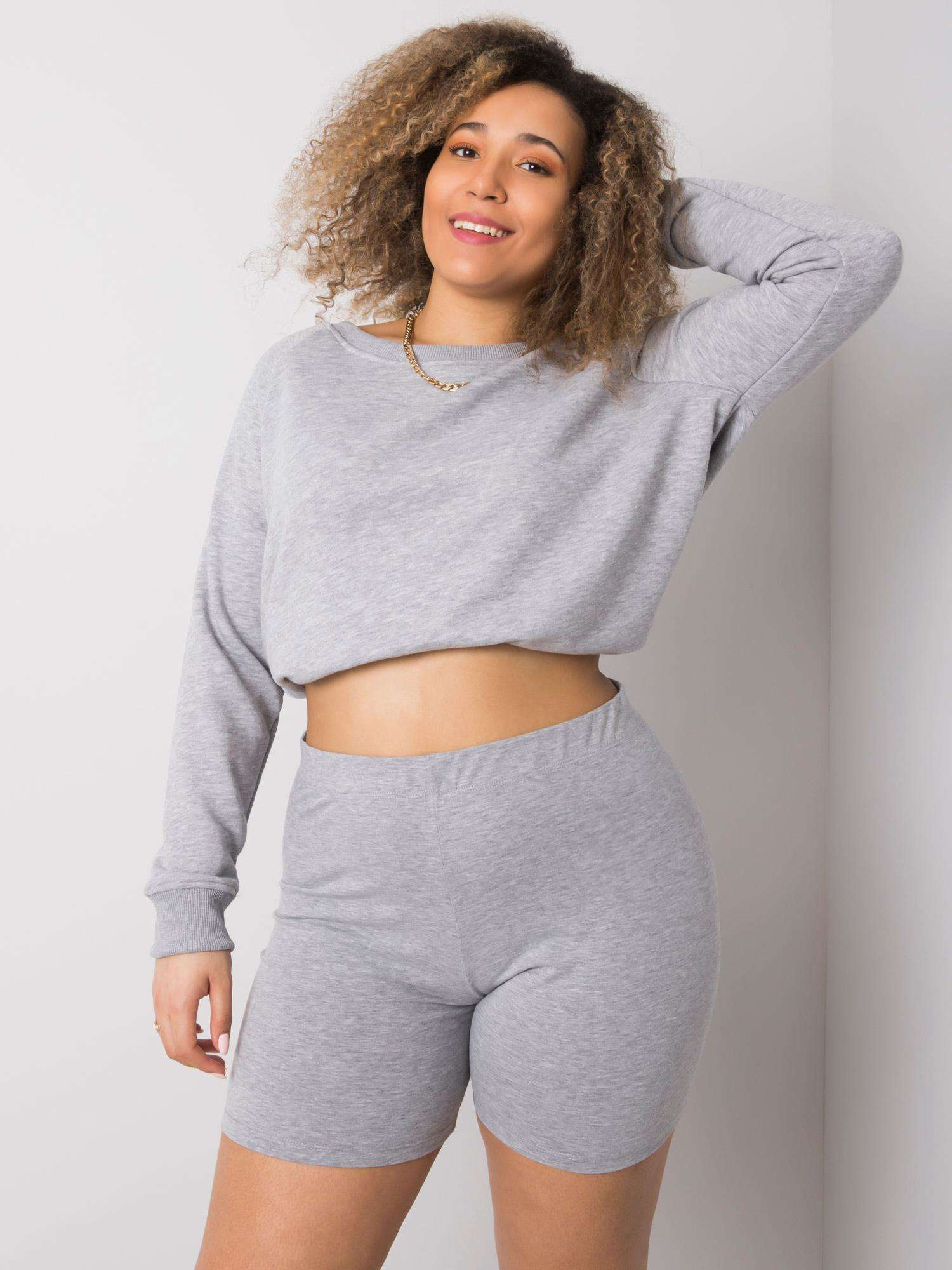 Szare szorty plus size z bawełny Alessia