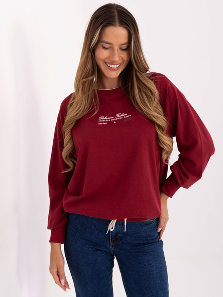 Bordowa damska bluza z okrągłym dekoltem