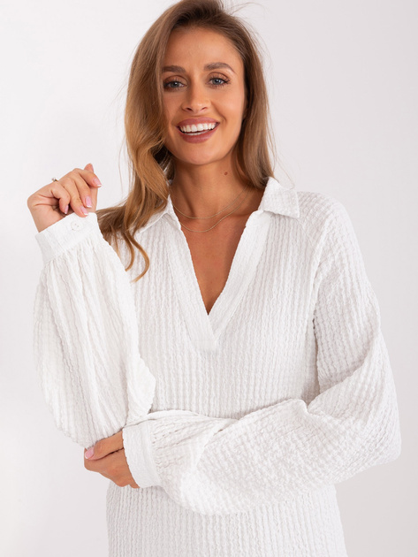 Hurt Ecru luźna bluzka koszulowa z dekoltem V