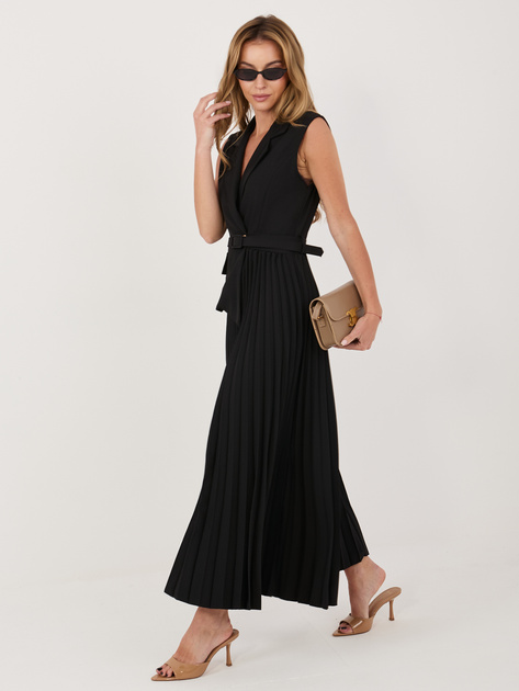 Czarna midi sukienka z kołnierzem RUE PARIS