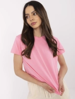 Różowy damski t-shirt z bawełny BASIC FEEL GOOD