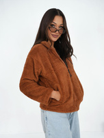 Jasnobrązowa damska bluza miś z suwakiem