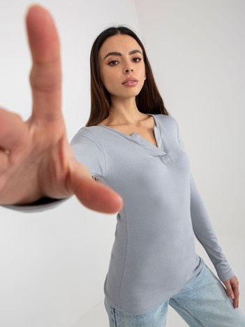 Hurt graue, enganliegende Bluse für den Alltag aus Viskose.
