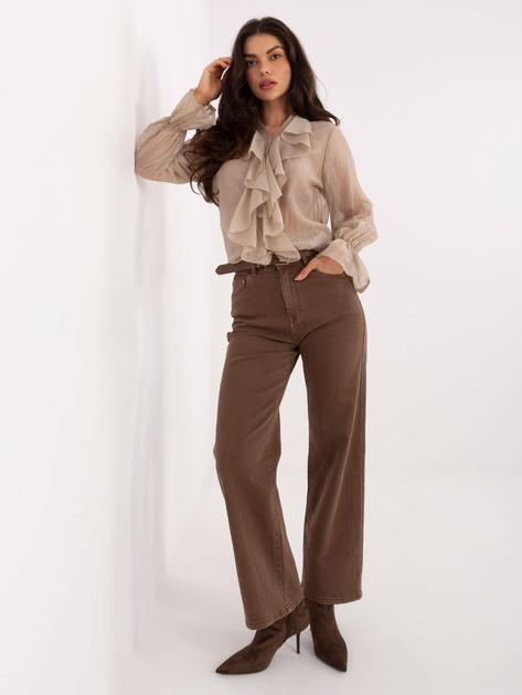 Beżowa przezroczysta koszula z żabotem