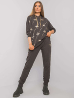 Ciemny khaki komplet dwuczęściowy z printem Cliffton