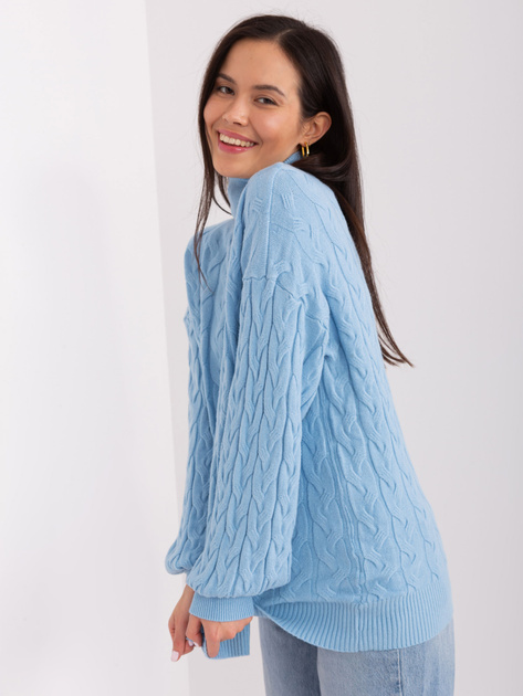 Hurtownia Jasnoniebieski sweter golf z wiskozą