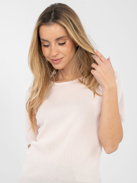Jasnoróżowy sweter w jednolitym kolorze
