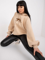 Jasnobeżowa dresowa bluza oversize z kapturem Peggy 