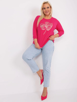 Hurt Fuksjowa damska bluzka plus size z rękawem 3/4