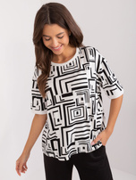 Hurt Ecru damska bluzka z ozdobną kwiatową broszką