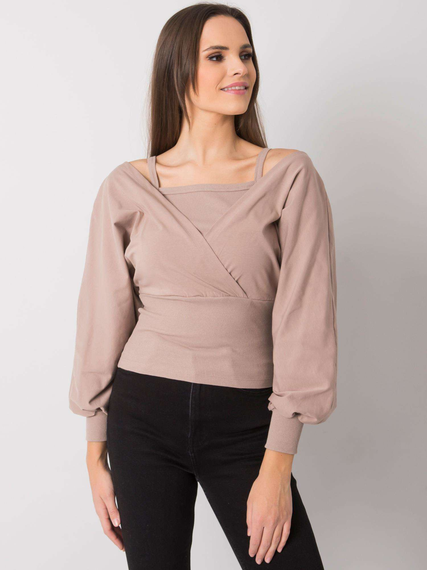 Dark beige women's cotton blouse Chavri RUE PARIS