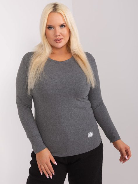 Hurt Ciemnoszara melanżowa bawełniana bluzka plus size