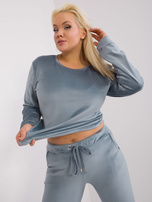 Hurt Szaro-niebieski welurowy komplet plus size Jeannee