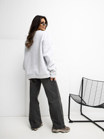 Jasnoszara bluza z okrągłym dekoltem RUE PARIS 