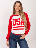 Biało-czerwona bluza z nadrukiem Samantha RUE PARIS