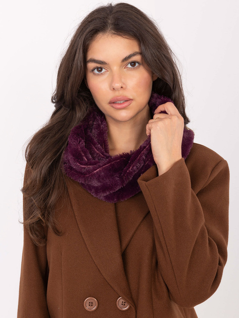 Fioletowy futrzany komin damski