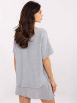 Hurt Szary dwustronny sweter z krótkim rękawem