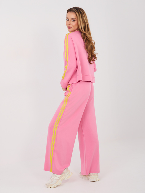 Ciemnoróżowy casualowy komplet z lampasami RUE PARIS