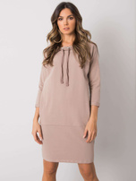 Dark beige dress with pockets Ordino RUE PARIS