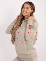 Beżowa ocieplana bluza z kapturem