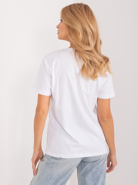 Hurtownia Biały bawełniany t-shirt z aplikacją