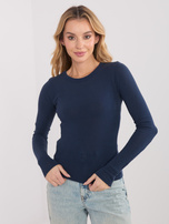 Granatowa bluzka basic z długim rękawem 