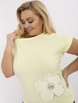Jasnożółta bluzka plus size z okrągłym dekoltem