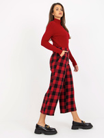 Hurt Czarno-czerwone szerokie spodnie kuloty w kratę