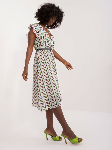 Hurt Biała midi sukienka z printem Rebecca