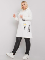 Ecru tunika plus size z kapturem Ashford