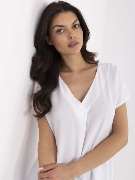 Biała damska bluzka z wiskozy SUBLEVEL