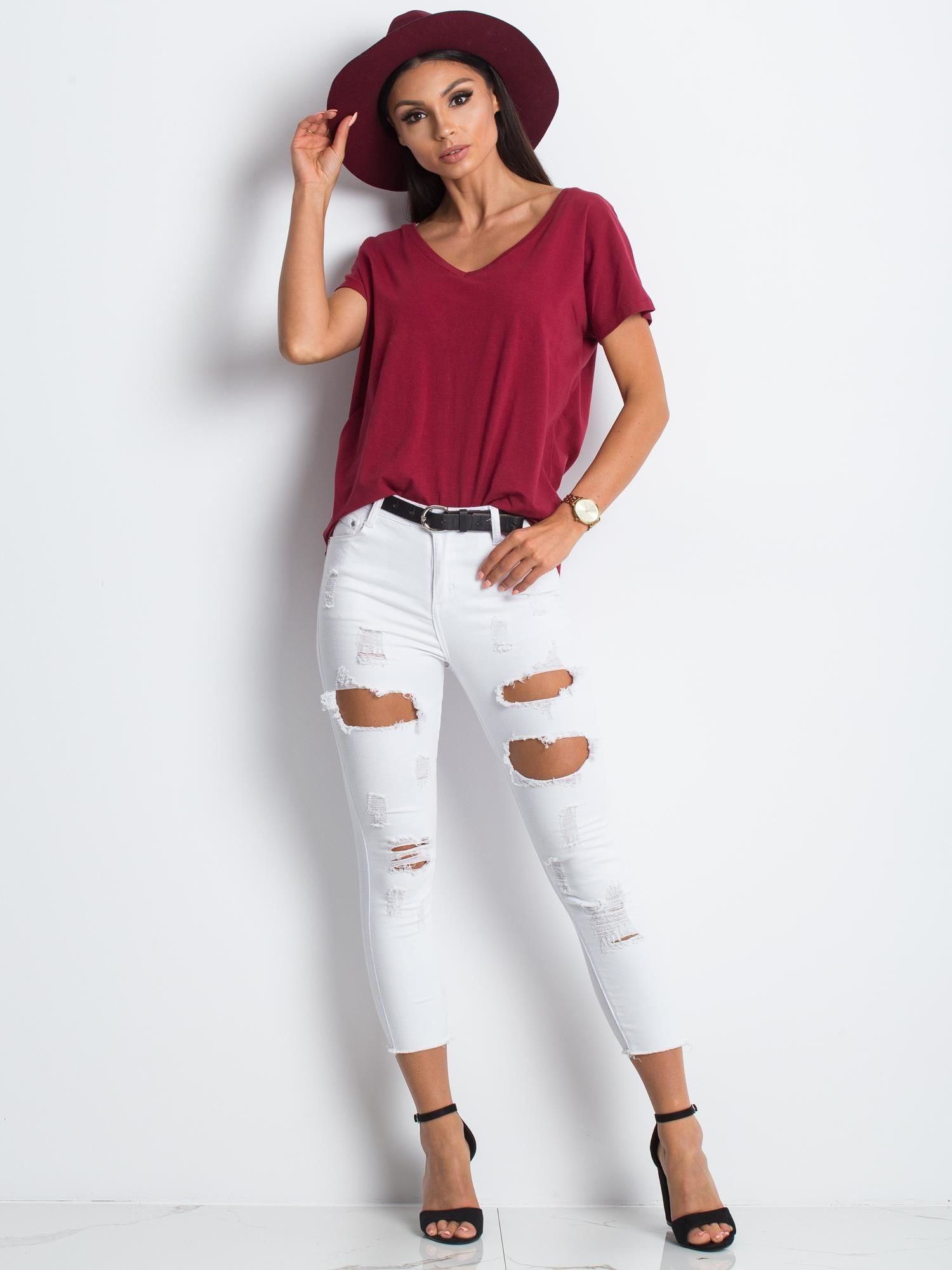 Bordowy t-shirt Emory