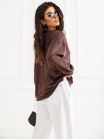 Ciemnobrązowa damska bluza z wypukłym napisem RUE PARIS